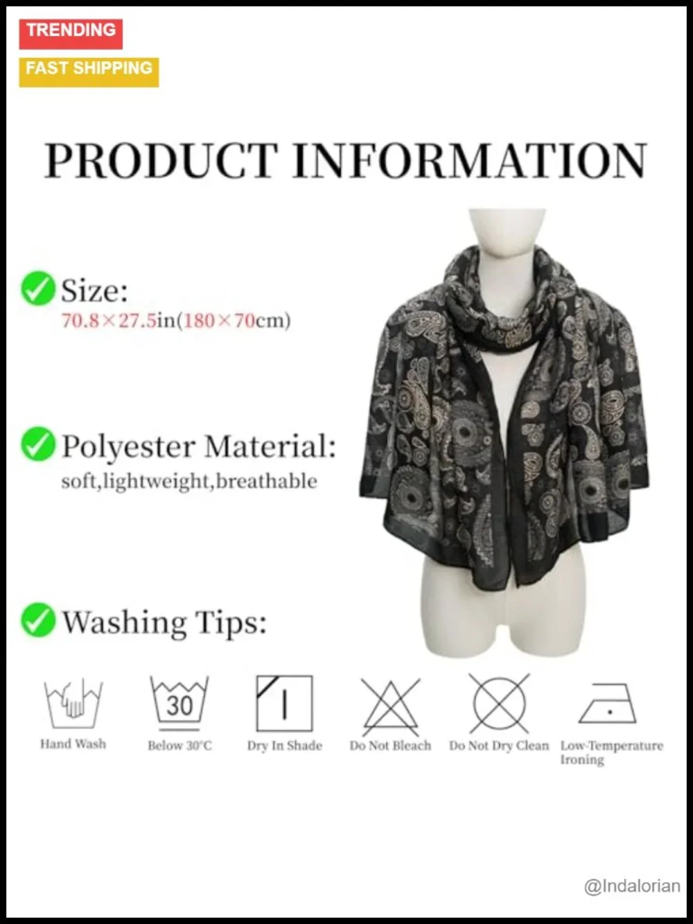 Lightweight Floral Cotton Scarf Shawl Wrap for Women
